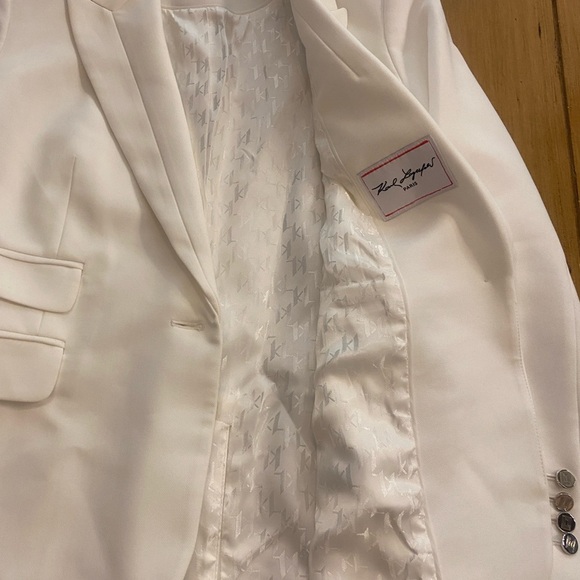 Karl Lagerfeld Women’s White Blazer One Button Single New size 12 - Picture 3 of 9